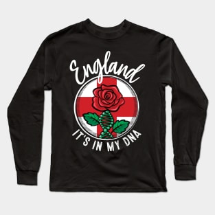 England - It's in my DNA. English rose with a DNA strand on the flag of England design Long Sleeve T-Shirt